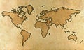 Parchment world map Royalty Free Stock Photo