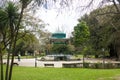 Parcial view of Estrela Park, with its iconic bandstand, Lisbon, Portugal Royalty Free Stock Photo