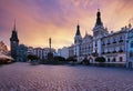 Pardubice - Czech Republic The center of the town, square at dramatic sunset Royalty Free Stock Photo