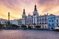Pardubice - Czech Republic - The center of the town, square at dramatic sunset Royalty Free Stock Photo