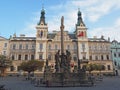 Pardubice, Czech Republic. The city hall at Perstynske square Royalty Free Stock Photo