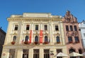 Pardubice, Czech Republic. The facades of the historical buildings at Perstynske square Royalty Free Stock Photo