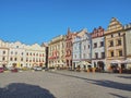 Pardubice, Czech Republic. The facades of the historical buildings at Perstynske square Royalty Free Stock Photo