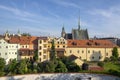 Pardubice / CZECH REPUBLIC - June 1, 2019: View of historic place called Pardubice Nuremberg, with church tower and Green gate Royalty Free Stock Photo