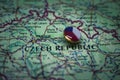 Pardubice pinned on a map with flag of Czech Republic Royalty Free Stock Photo