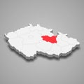 Pardubice region location within Czech Republic 3d map Royalty Free Stock Photo
