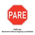 PARE road sign Traffic sign on white background