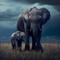 Parent and baby elephant elephants