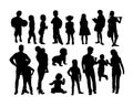 Parent with Baby and Kid Silhouettes Royalty Free Stock Photo