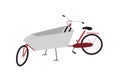 Parent cargo bike with two wheels, box bicycle. Elegant cartoon realistic bakfiets on white background. Royalty Free Stock Photo