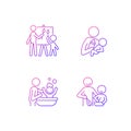 Parent-child bonding gradient linear vector icons set Royalty Free Stock Photo