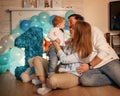 Parent and child celebrating first birthday Royalty Free Stock Photo