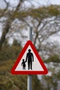 Parent and child road safety sign