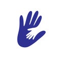 Parent and child s hand together logo. Concept vector graphic. This illustration shows the relationship between parent