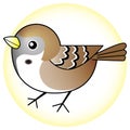 Parent and child`s illustration of a cute sparrow