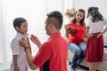Parent help their children getting ready for school Royalty Free Stock Photo