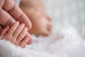 Parent holding hand of a newborn baby boy Royalty Free Stock Photo