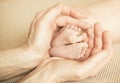 Parent holding in the hands feet of newborn baby. Royalty Free Stock Photo