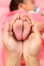 Parent holding newborn baby feet Royalty Free Stock Photo