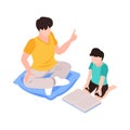 Parent Homeschooling Isometric Composition