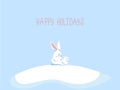 Parent with a kid bunnies winter greeting card Royalty Free Stock Photo