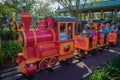 Parent and Kids enjoying colorfur Elmo`s Choo Choo Train at Seaworld in International Drive area 3