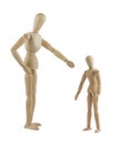 The parent mannequin scolding his child