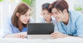 Parent play with child by tablet Royalty Free Stock Photo