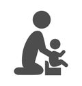 Parent potty baby pictogram flat icon isolated on white