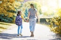 Parent and pupil go to school Royalty Free Stock Photo