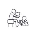 Parent reading a story to a child line icon concept. Parent reading a story to a child vector linear illustration Royalty Free Stock Photo