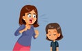 Angry Mother Screaming at her Child Vector Illustration