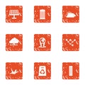 Parent state icons set, grunge style Royalty Free Stock Photo