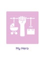 Parent superhero greeting card with glyph icon element