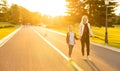 Parent taking child to school