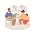 Parent-teacher interview isolated cartoon vector illustration.