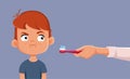 Little Boy Refusing to Brush Her Teeth Vector Cartoon Illustration