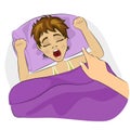 Parent waking up sleeping teenager boy Royalty Free Stock Photo