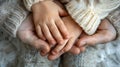 Hands of Child and Parent.AI generated image Royalty Free Stock Photo