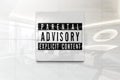 Parental advisory explicit content on iphone realistic texture Royalty Free Stock Photo