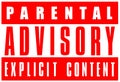 Parental advisory, explicit content, red warning sign Royalty Free Stock Photo