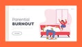 Parental Burnout Landing Page Template. Tired Parent with Hyperactive Child at Home, Fatigue Father Character Sleep Royalty Free Stock Photo