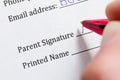 Parental consent form Royalty Free Stock Photo
