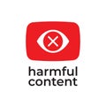 Parental control icon, vector clip art. Harmful content. Warning sign, notice, danger sign. Social problem.