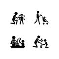 Parental involvement black glyph icons set on white space