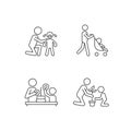 Parental involvement linear icons set