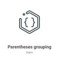 Parentheses grouping symbol outline vector icon. Thin line black parentheses grouping symbol icon, flat vector simple element