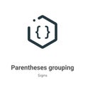 Parentheses grouping symbol vector icon on white background. Flat vector parentheses grouping symbol icon symbol sign from modern
