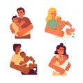 Parenthood flat concept vector spot illustrations set