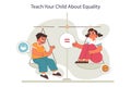 Parenting advice. Boy and girl learning about equaility. Upbringing